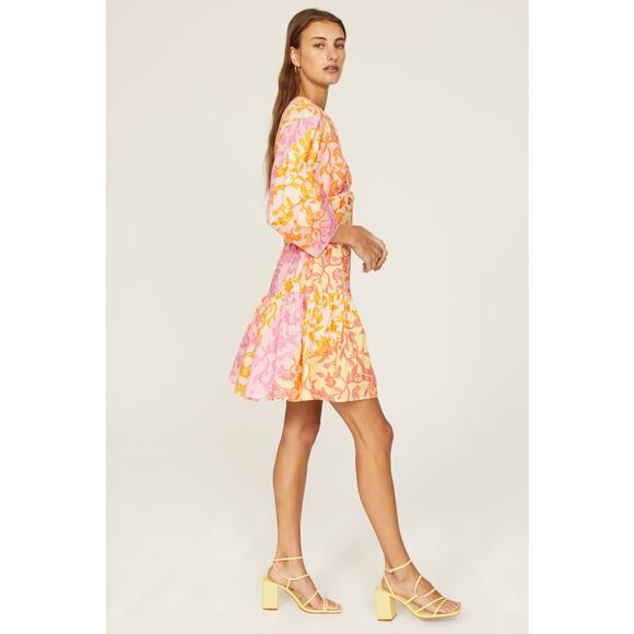 DEREK LAM 10 CROSBY X RTR Multicolor Floral Hourglass Cutout Mini Dress Size 46 - Picture 2 of 15